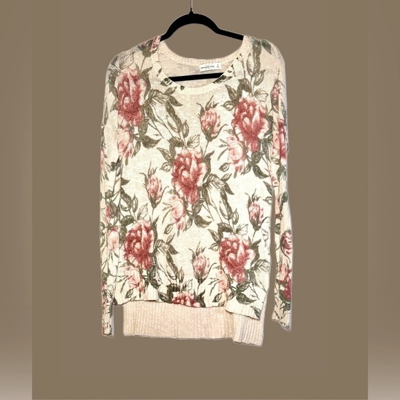 Abercrombie & Fitch Floral Boat Neck Long-Sleeved High-Low Sweater, S - Picture 4 of 15